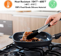 HOTEC Premium Stainless Steel Locking Kitchen Tongs with Silicon Tips, Set of 2-9" and 12"