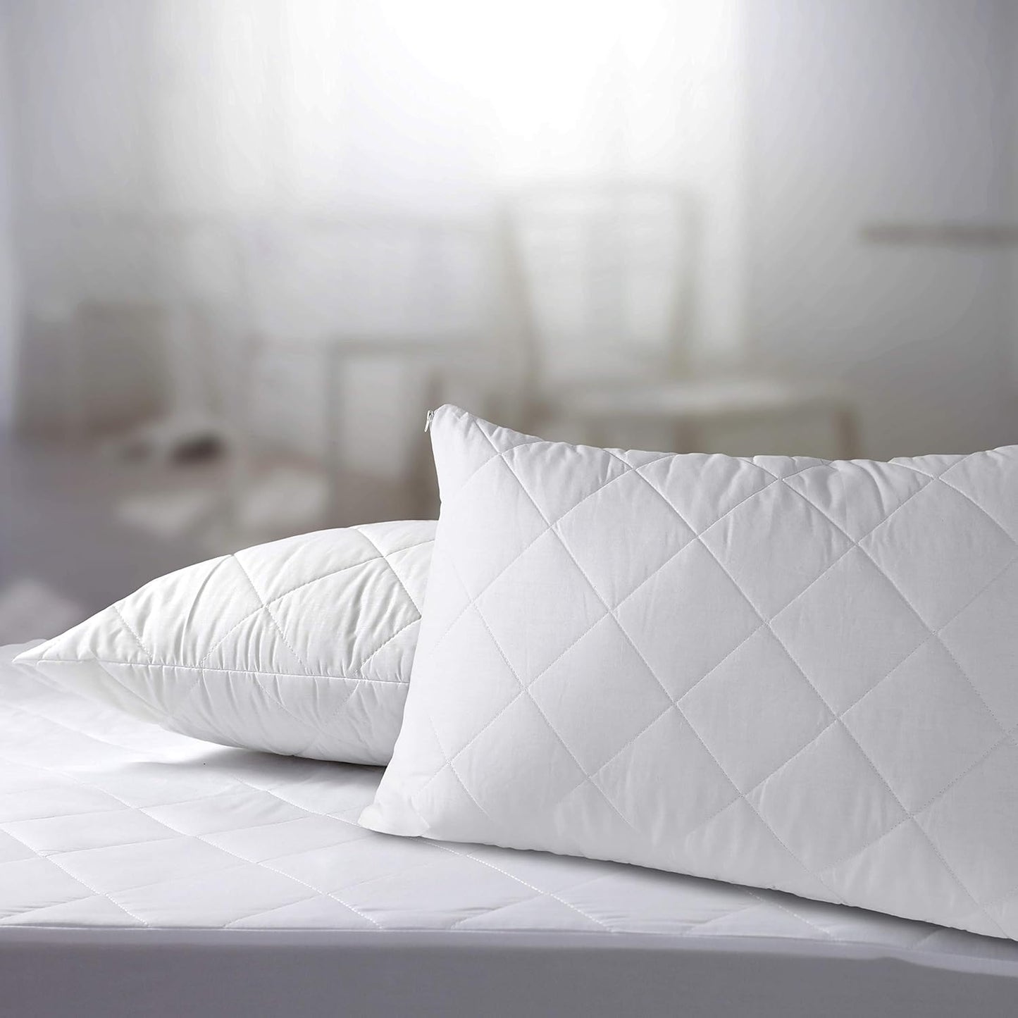 Adam Home Pillows 2 Pack Hotel Quality with Quilted Cover Hypoallergenic & Dust Mite Resistant Filling – Ideal for Stomach, Back and Side Sleepers Down Alternative Hotel Pillows