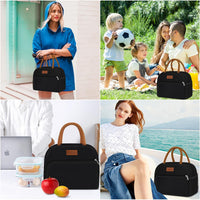 Coobiiya Lunch Box Lunch Bag for Women Adults Men, Reusable Cute Lunch Pail bag - Leakproof, Insulated Lunch Box Tote with Large Capacity, Cooler Lunch Container for Work/Travel/Office (Black)