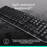 Logitech MK270 Wireless Keyboard and Mouse Combo for Windows, 2.4 GHz, 8 Multimedia Keys, PC, Laptop, Wireless Keyboard Compact Mouse Combo - Black