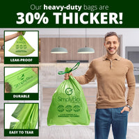 Simply Bio 13 Gallon Compostable Trash Bags Liners Drawstring, Heavy Duty Extra Thick 1 Mil, 49.21 Liter, 30 Bags, Tall Kitchen Food Scrap Waste Bag, ASTM D6400, US BPI and OK Compost Home Certified