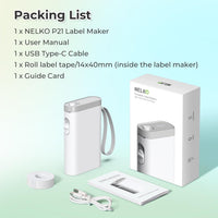 Nelko Label Maker Machine with Tape, P21 Bluetooth Label Printer, Wireless Mini Label Makers with Multiple Templates for Organizing Office Home, White