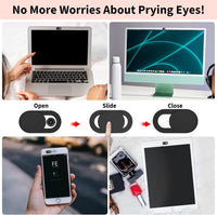 Webcam Cover (3 Pack), 0.03 inch Ultra Thin Laptop Camera Cover Slide for iPhone iPad MacBook Pro Computer iMac Cell Phone PC Accessories Camera Blocker Slider, Great for Privacy - Black