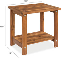 Double Adirondack Side Table, Weather-Resistant Rectangular End Table for Patio, Garden, Lawn, and Living Room. Ideal as a Stylish Indoor and Outdoor Side Table Companion, Natural