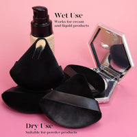 BEAKEY 12pcs Triangle Powder Puffs for Loose Powder & Foundation Makeup - Cart Shape