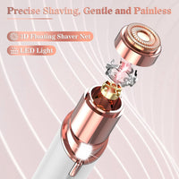 Vexloria Facial Hair Remover for Women, Face Hair Trimmer, Rechargeable Women's Facial Shaver, Painless Lady Shavers for Women for Face Hair, Upper Lips, Peach Fuzz, Bikini Body-White