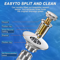 Sink Stopper Hair Catcher,(2PCS) Pop-up Sink Drain Strainer with Removable Stainless Steel Strainer Basket Hair Catcher, Bathroom Sink Strainer for Bathroom Sink Stopper Replacement