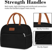 Coobiiya Lunch Box Lunch Bag for Women Adults Men, Reusable Cute Lunch Pail bag - Leakproof, Insulated Lunch Box Tote with Large Capacity, Cooler Lunch Container for Work/Travel/Office (Black)