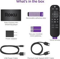 Roku Express 4K+ | Roku Streaming Device 4K/HDR with Voice Remote, Free & Live TV