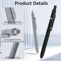 Gel Pens, 6 Pcs 0.5mm Fine Point Black Ink Pen With Smooth Writing, Office Desk Accessories, Writing Supplies Gifts for Men Women, Quick Dry Pens Ballpoint For Journaling, Black/Gray/White