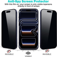 PEHAEL 3+3Pack for iPhone 17 Pro Max Privacy Screen Protector with Camera Lens Protector Full Coverage Anti-Spy Tempered Glass Film 9H Hardness Easy Installation Bubble Free [6.9 inch]