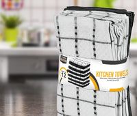 Utopia Towels - Kitchen Towels 12 Pack, 15 x 25 Inches, 100% Ring Spun Cotton Super Soft and Absorbent Linen Dish, Tea and Bar Towels Set, Black