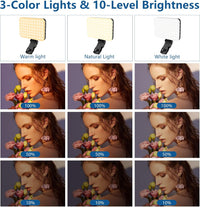 ALTSON 60 LED Portable Selfie Light Video Conference Lighting with Clip & Camera Tripod Adapter Rechargeable 2200mAh CRI 97+, 3 Light Modes for Phone iPhone Webcam Laptop Photo Makeup