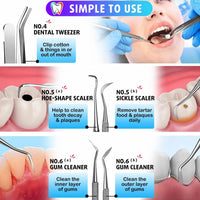 G.CATACC Dental Tools, Dental Pick Teeth Cleaning Tools Hygiene Kit, Plaque Remover for Teeth, Professional Stainless Steel Tooth Scraper Plaque Tartar Cleaner - with Case