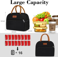 Coobiiya Lunch Box Lunch Bag for Women Adults Men, Reusable Cute Lunch Pail bag - Leakproof, Insulated Lunch Box Tote with Large Capacity, Cooler Lunch Container for Work/Travel/Office (Black)