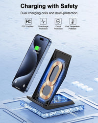 Fast Wireless Charger, NANAMI 15W Qi Certified Wireless Charging Stand Compatible iPhone 16/15/15 Pro/15 Plus/15 Pro Max/14/14 Pro/13/12, for Samsung Galaxy S25/S24/S23/S22/S21 and Qi-Enabled Phone