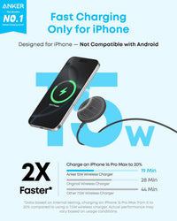 Anker Zolo Magnetic Wireless Charger, 2-Pack Qi2 Certified 15W MagSafe-Compatible Wireless Charging Pad, for iPhone 17/16/15/14/13 Series, AirPods, and More (Not for Pixel, Adapter Not Included)