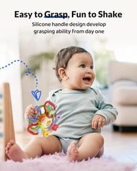 Baby Montessori Sensory Teething Toy – Safe, Multi-Functional BPA-Free Silicone Teether Toy for Babies 0-12 Months – Vibrant Rattle for Teething Relief & Fun Play – Perfect Baby Toys for Boys & Girls