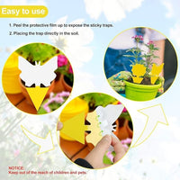 64 Pcs Sticky Trapz for gnat, Yellow Stick Traps for Plants, Fungus gnat Traps Double Side with Shovel, Indoor Safe for Gnat, Fruit Fly, White Fly, Aphid, Leaf Miner - Cart Shape