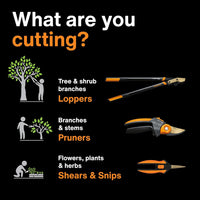 Fiskars Bypass Pruning Shears, 5/8-Inch Cut Capacity Garden Clippers, Gardening Scissors with Sharp, Rust Resistant Steel Blade - Cart Shape