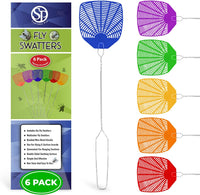 Supreme Bug & Fly Swatter 6-Pack – Braided Metal Handle 6 Pack Fly Swatters, Multi Pack Colors, – for Indoor/Outdoor – Flyswatter