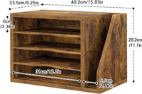 File Organizer Desktop, Wood Desk Organizer with 3 Adjustable Shelves, Mail Paper Sorter for Office, Home, File Holders for Envelopes, Mail Supplies or Magazines, Rustic Brown