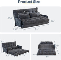 MAXYOYO Adjustable Floor Sofa Couch with 2 Pillows, Multi-Functional Bean Bag Bed, 5-Position Foldable Lazy Sofa Sleeper Bed with Armrest, Versatile Floor Seating for Reading, Dark Grey, Double