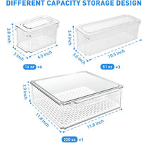 Pomeat 10 Pack Fridge Organizer, Stackable Refrigerator Bins with Lids, BPA-Free Produce Fruit Storage Containers for Fridge, Clear for Food, Drinks, Vegetable