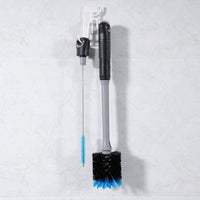 2-in-1 Bottle Brush with Straw Brush, Long Handle Water Bottle Scrubbing Brush, Built for Cleaning Sport Bottles, Baby Bottles, Water Bottles, Coffee Mugs, Wine Decanters, Flask, 1 Pack
