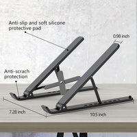Laptop Stand for Desk, Adjustable Laptop Riser ABS+Silicone Foldable Portable Notebook Holder, Ventilated Cooling Notebook Mount Computer Stand for 10-15.6” Laptops,Tablets-Black