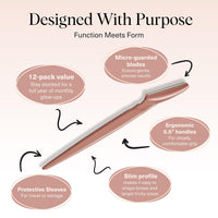Kitsch Dermaplane Razor for Women Face – Face Razors for Women & Men, Eyebrow Trimmer & Face Shaver – Exfoliating Facial Razor & Skin Care Tool for Smoother Skin - Terracotta, 12 pcs
