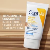CeraVe Hydrating Mineral Sunscreen SPF 30 with Sheer Tint, Tinted Mineral Sunscreen with Zinc Oxide & Titanium Dioxide, Blends Seamlessly For Healthy Glow, Medium, 1.7 Fluid Ounce