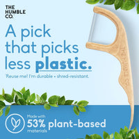 The Humble Co Dental Floss Picks for Teeth, 200 Count (Mint) - Double Thread Tooth Picks Flossers for Adults Gum Health - Toothpick Floss for Interdental Oral Care & Hygiene