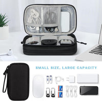 FYY Travel Cable Organizer Pouch Electronic Accessories Carry Case Portable Waterproof Double Layers All-in-One Storage Bag for Cord, Charger, Phone, Earphone Black