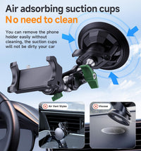 MAGIC JOHN Car Phone Holder, Ultra-Durable Mteal Phone Holders for Your Car, 360° Rotation Cell Phone Car Mount for Windshield, Suction Cup Car Phone Mount for iPhone Samsung All Smartphone