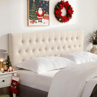 Tufted Upholstered Headboard Queen Size, Solid Wood Head Board with Durable Metal Legs, Adjustable Height Bed headboard from 37” to 51” Fabric Headboard in Modern Button Design, Beige