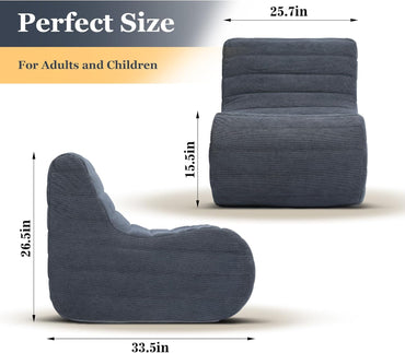 Bean Bag Chair, Fireside Bean Bags Lazy Sofa Sack, Big Beanbag Chair Floor Couch, Memory Foam Lounge Chair for Bedroom, Living Room, Office and Home (Gray)