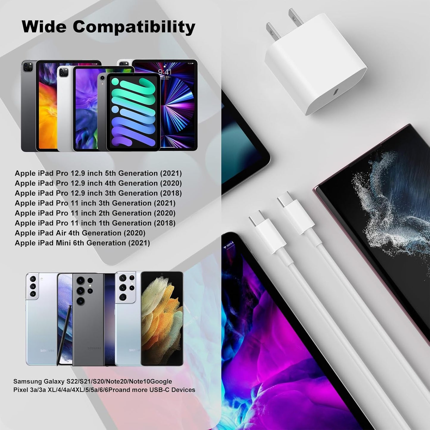 iPhone 17 16 15 Charger Fast Charging,20W Apple iPad USB C Fast Charger,2Pack 6ft USB C Wall Charger Block for iPhone 17/Pro/Pro Max/17 Air/ 16/16 Pro/16 Pro Max/15/Plus/Pro/Pro Max, iPad Pro/Mini