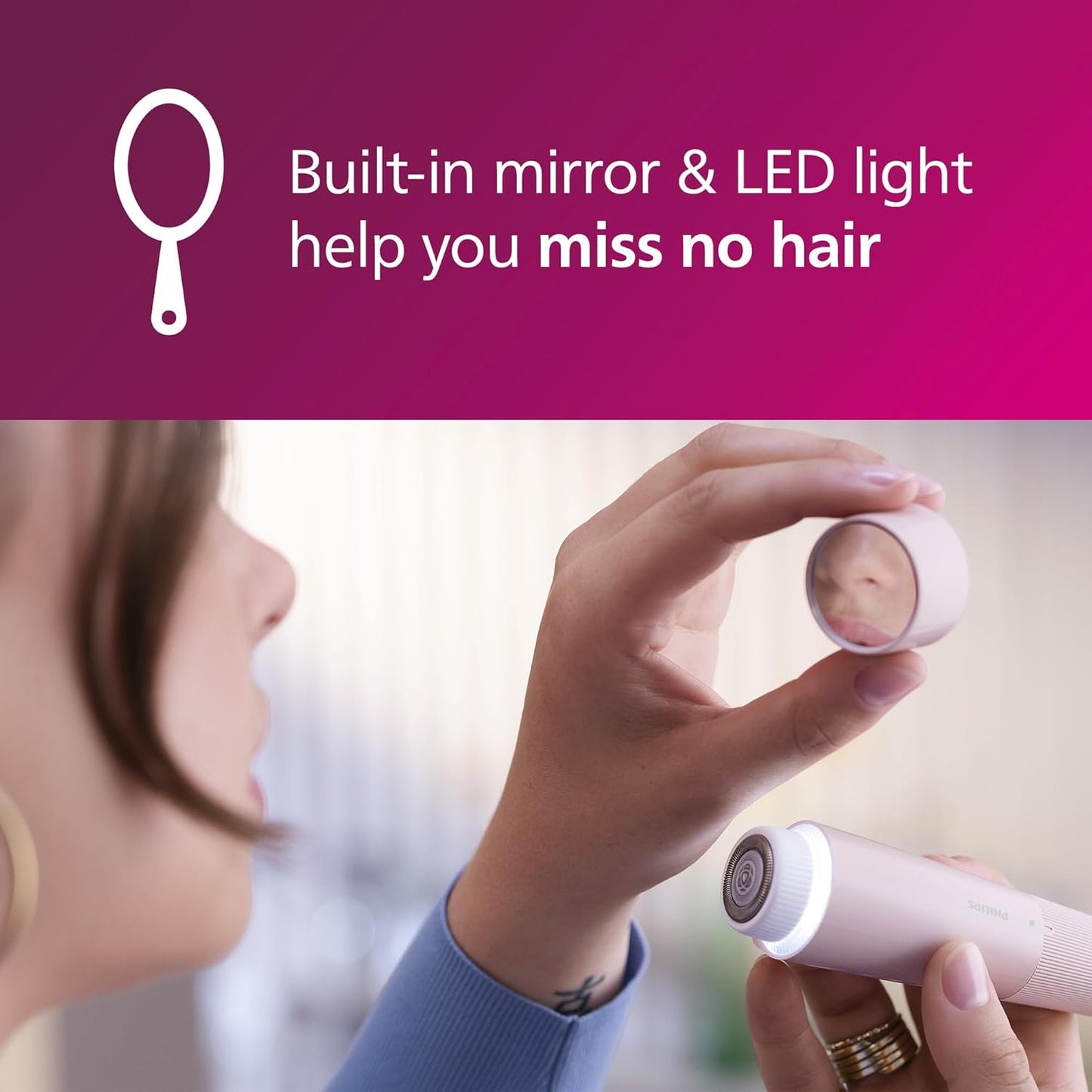 Philips Facial Hair Remover 5000 Series, Personal Groomer for Women, Cordless and Compact, with Hypoallergenic Head, Gentle and Quick Facial Hair Removal, Easy Finishing Touch-Ups, Model BRR454/00