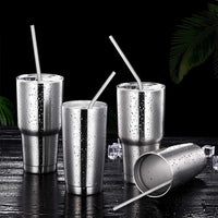 Hiware 12-Pack Reusable Stainless Steel Metal Straws with Case - Long Drinking Straws for 30 oz and 20 oz Tumblers Dishwasher Safe - 2 Cleaning Brushes Included