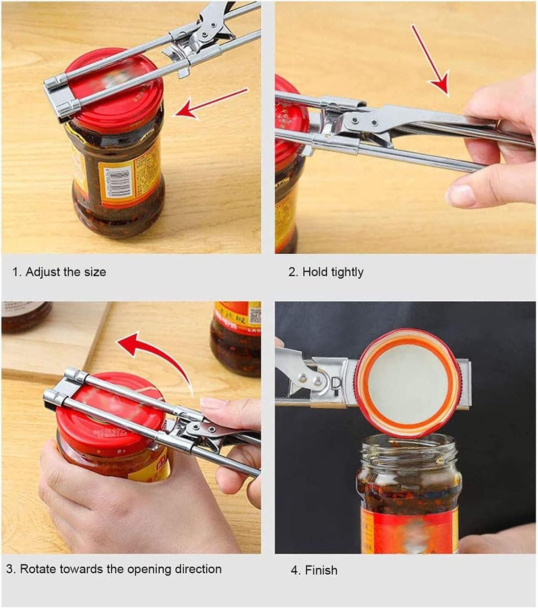 Master Jar & Bottle Opener, Adjustable Multifunctional Stainless Steel Can Opener Jar Lid Gripper, Manual,Kitchen Accessories