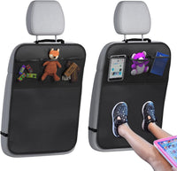lebogner Back Seat Cover For Kids + 3 Pocket Storage Organizer, 2 Pack X-Large Waterproof Kick Mats Backseat Protector, Car Seat Back Protectors For Vehicles To Protect From Dirt, Mud & Scratches