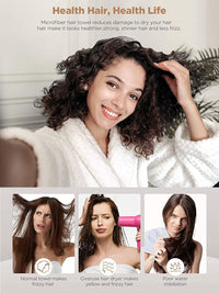 Hicober Microfiber Hair Towels, 3-Pack Drying Wraps for Curly Hair - Cart Shape