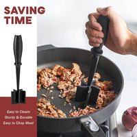 Meat Chopper, Hamburger Grinder, Premium Heat Resistant Smasher for Ground Beef, Burger Grinder Nylon Potato Mix Tool, Meat & Poultry Tenderizers-Black