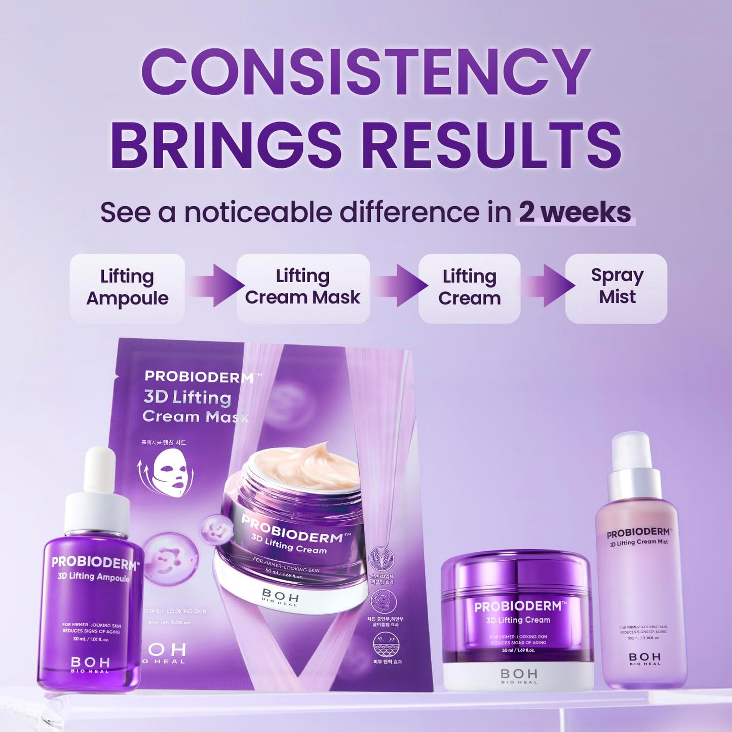 BIOHEAL BOH Probioderm 3D Lifting Cream 1.7 fl oz | Advanced Korean Anti-Aging Probiotics Facial Night Cream Moisturizer with 17-Peptide Complex & Patented Probioderm for Wrinkles on Face and Neck