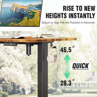 Veken 47.2" Standing Desk, Adjustable Height Office Desk with Wood Desktop, Computer Table for Home Work, Study and Gaming, Small Spaces, Modern Furniture，Brown