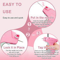 Stitch Gun for Clothes， Handheld Stitch Gun Quick Clothing Fixer，Sewing Kit Includes 1,000 Black Fasteners & 1,000 White Fasteners & 6 Needles，Tagging Gun（Pink）