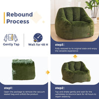 MAXYOYO Bean Bag Chair, Comfy Bean Bag Sofa with Back Support, Faux Fur Bean Bag Chair for Adults and Kids, Stuffed Floor Sofa for Living Room, Bedroom, Apartment, Green