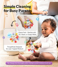 Baby Montessori Rattle & Teething Toys - Safe, Multi-Functional BPA-Free Silicone Sensory Learning Teether Baby Toys for Infant 0-12 Months Teething Relief & Fun Play Perfect Baby Gift for Boys Girls
