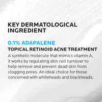 La Roche-Posay Effaclar Adapalene Gel 0.1% Acne Treatment, Retinoid Cream, Acne Medication Gel For Blackheads & Whiteheads, Oil Free, Helps Clear And Prevent Blemishes & Clogged Pores
